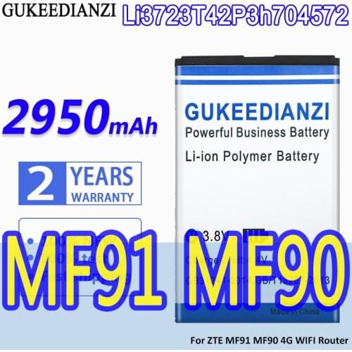 GUKEEDIANZI High Capacity Battery Li3723T42P3h704572 2950mAh For ZTE MF91 MF90 4G WIFI Router Bateria