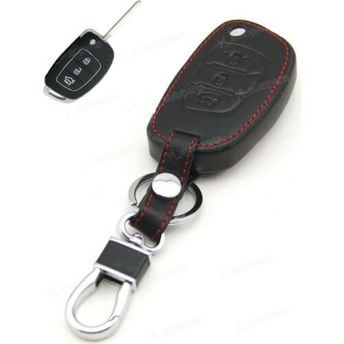 Leather Case Cover Fit For Hyundai Santa Fe Accent IX35 IX45 I40 I45 Remote Flip Key 3 Buttons