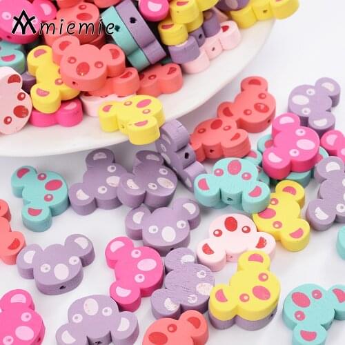 30Pcs/Lot 15*22mm Koala Shape Beads Natural Eco-Friendly Wood Spacer Beads For DIY Home Decor Keychain Necklace Kids Jewelry