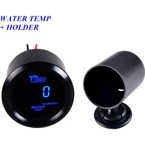 EE support 2" 52mm Black Cover Car Accessories Universal Digital Blue LED Water Temp Gauge Celsius + Holder