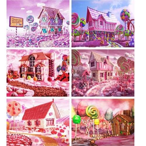 Evershine Landscape Diamond Painting Full Square Mosaic Embroidery Pink House Cross Stitch Needlework DIY Home Decoration