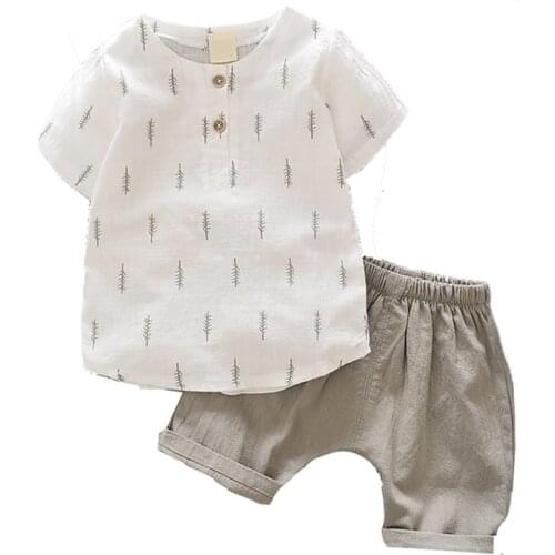 Cotton Baby Boys 2pcs Clothes Set Summer Tops + Pants Toddler Boys Girls Clothes Kids Children Clothing Suit breathable