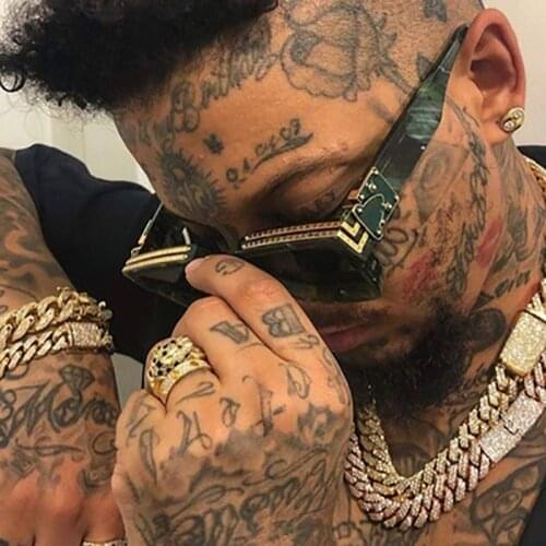 Personality sunglasses male millionaire European street snap INS web celebrity square sunglasses female