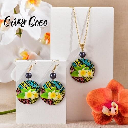 Cring Coco Brand Polynesian Jewelry Set Wholesale High Quality Pohnpei Acrylic Flower Necklace Sets Beach for Women Kids 2021