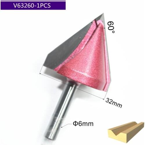 6mm*32mm*60Degree,1pcs,Free shipping CNC Engraving Woodworking Milling Cutter,Tungsten Solid carbide End Mill,3D V Router Bit