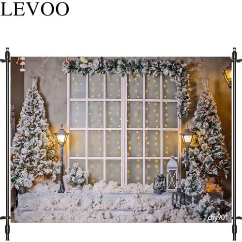 LEVOO Photography Studio Door Snow Christmas Tree Street Lamp Newborn Photography Backdrop Camera Fotografica