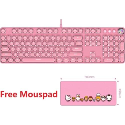 Mechanical Keyboard with Green Axis Professional E-Sport Keyboard 104 Keycap White Backlit Gaming Keyboard 30*80 Free Mouse Pad