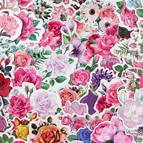 10Set BH1168 Blinghero 48Pcs/set Cartoon Flower Stickers Waterproof Skateboard Motorcycle Phone Laptop Luggage Sticker