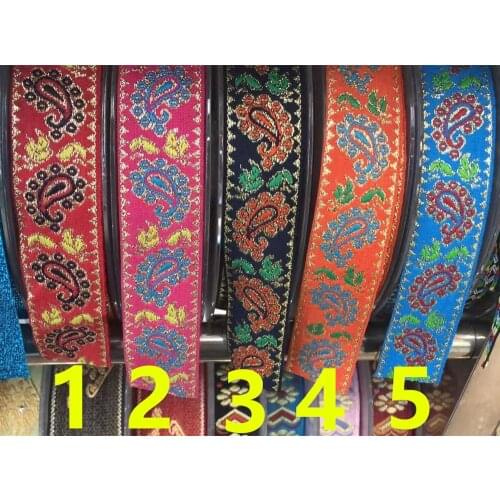 3cm nylon and metallic yarn jacquard ribbon,cashew flower pattern ribbon,ethnic style ribbon,cashew flower ribbon,XERY191218G