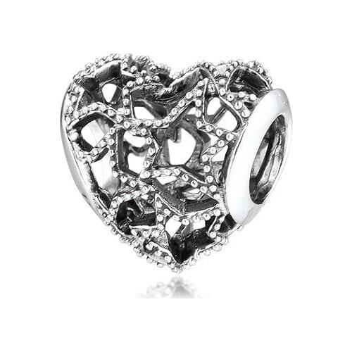 2019 New Openwork Heart Beaded Stars Silver Beads for Charms Bracelets Women Silver 925 Jewelry Crystal Beads for Jewelry Making