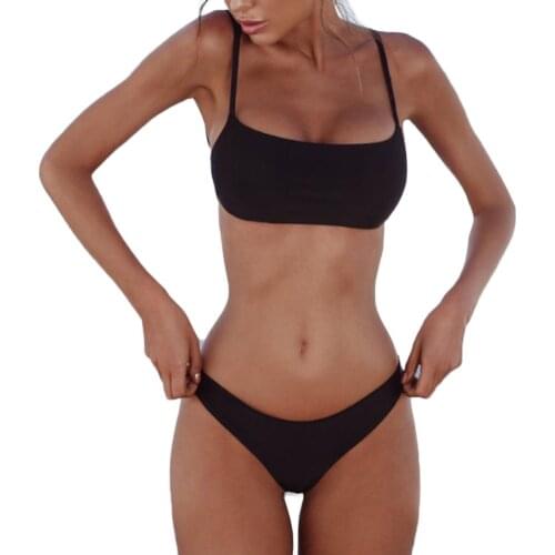 New 2019 Sexy Bikini Set Women Swimsuit Solid Color Bikini Backless Swimwear Low Waist Bathing Suit Female Brazilian Biquini