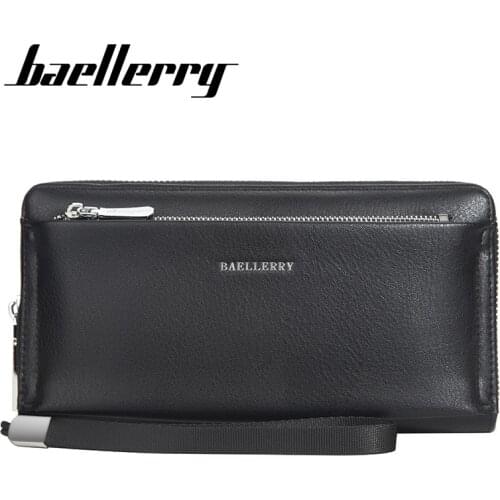 Baellerry 2021 New Men Soft Leather Long Wallet Large Capacity Multi-function Phone Bag Fashion Business Solid Color Male Clutch