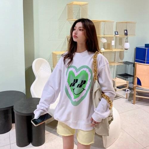 2021 New Autumn High Quality Women Sweatshirt Love Print Loose Men Pullovers Fashion Casual Elegant Unisex Sweatshirt T503