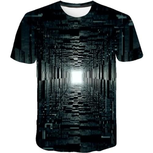 2021 Summer New High Quality 3D lllusion picture T-shirts Men Summer Black Series Print Casual 3D T Shirt Tops Tee Plus Size 6XL