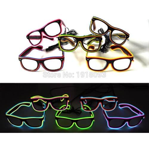 New Bright Glasses 26 Style Flashing EL wire Novelty Lighting Neon LED Rave Costume Glowing For Halloween,Party,Cosplay