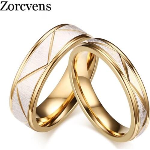 Modyle New Fashion Gold-color Wedding Bands Rings for Love Matte Finish Stainless Steel Women Men Ring Jewelry