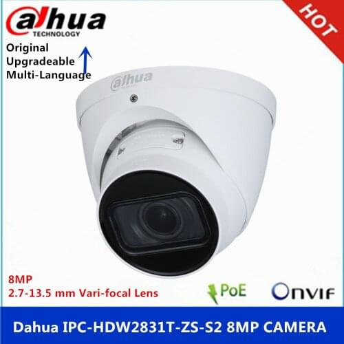 Original Dahua IPC-HDW2831T-ZS-S2 8MP 2.7 mm–13.5 mm Motorized zoom Lens built-in SD Card Slot IR40M poe Starlight IP camera