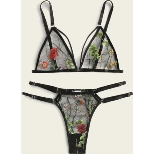 Sexy Womens Underwear Set Sexy Temptation Erotic Lingerie Embroidery Lace Bras Panties Set Erotic Lingerie Set