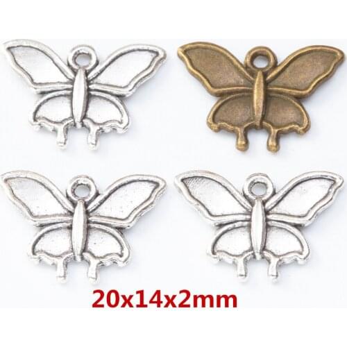 60 pieces of retro metal zinc alloy Butterfly Pendant for DIY handmade jewelry necklace making 8166