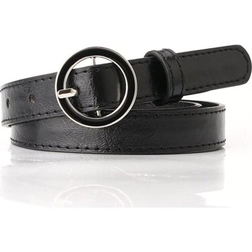 New Round Buckle Ladies Belt Casual Students Fashion Simple Matching Dress Decorative Belt Green Red Color PY20