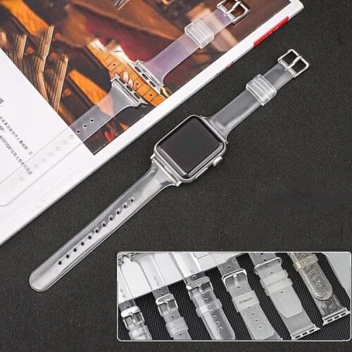 Transparent Sport Strap for Apple Watch 6 5 4 SE 38mm 42mm 40mm 44mm Matte Glossy TPU Men Women Replacement Band for iwatch 3 2