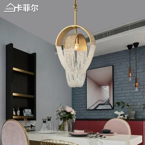 Light luxury tassel crystal chandelier living room lamp post modern restaurant lamp bedroom hotel engineering art lamp