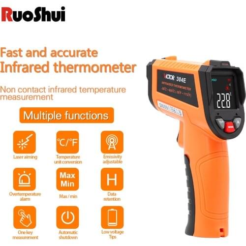RuoShui 304 Digital Infrared Thermometer -50-900°C Laser Temperature Meter Non-contact Pyrometer Imager Hygrometer IR Termometro