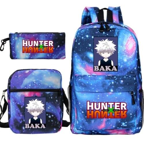 Mochila Anime Bookbag Hunter X Hunter BAKA Backpack Kids 3set Pencil Case Shoulder Bags for Boys School Bags for Teenage Girls