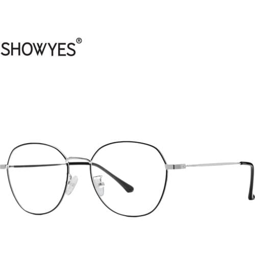 SHOWYES Computer Glasses Anti Blue Light Blu Blcoking Eyeglasses Metal Irregular Anti Radiation Clear Lenses Eyewear Polygon 015