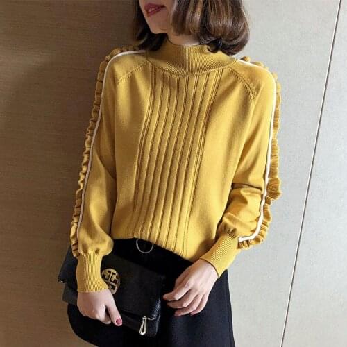 2021 spring and autumn new knitted sweater womens turtleneck base shirt pullover loose Korean long sleeve fungus