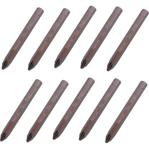 Uxcell 10pcs Phillips Bits 5/16 inch 8mm Hex Shank 80mm Length Cross PH2 Magnetic Screw Driver S2 Screwdriver Bit