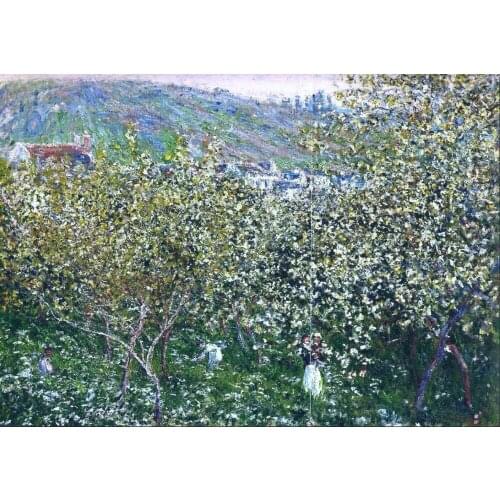High quality Oil painting Canvas Reproductions Vetheuil, Flowering Plum Trees (1879) By Claude Monet hand painted