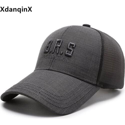 XdanqinX Snapback Cap New Summer Breathable Baseball Caps Mens Mesh Cap Black Cap Adjustable Size All-match Casual Sports Caps
