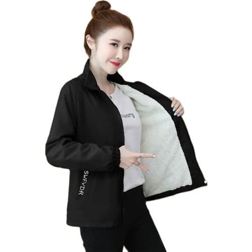 Women Autumn Fleece Jacket 2021Winter Padded Stand Collar Short Coat Fashion Casual Zipper Outwear Baseball uniform Girl Jackets