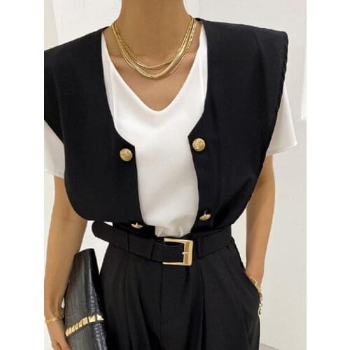 2021 Summer New Contrast Color Loose Short Sleeve Double Breasted Tops Removable Shawl Shirts Women Camisas De Mujer Elegantes