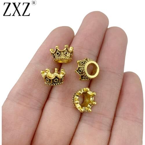 ZXZ 20pcs Antique Gold Tone 3D Crown Charms for Bracelet Necklace Earring DIY Jewelry Making Findings