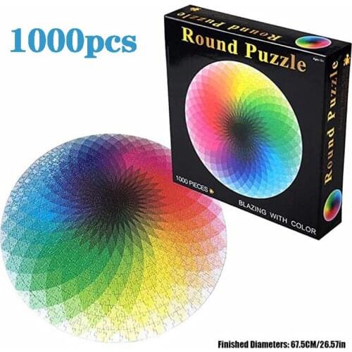 1000 Pieces Jigsaw Puzzle Colorful Rainbow Round Geometrical Photo Puzzle Adult Puzzles Kids game Toys Home Decoration Toy Goods