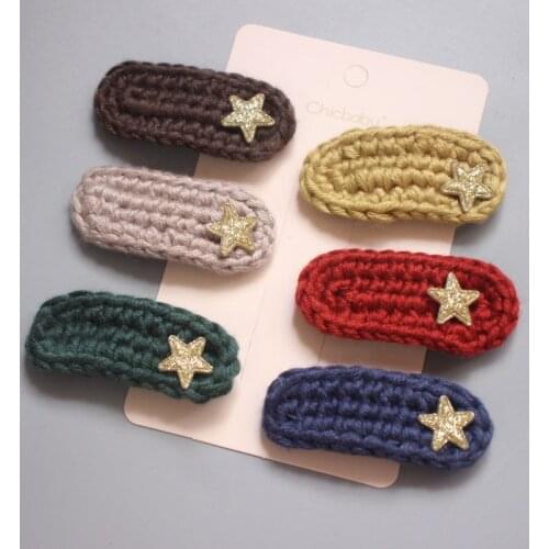 2021 1set Handmade Colorful Wool Hair Clips For Girls Teddy Hair Clamp Pins Kids Cute Star Hairpin Baby Kawaii Hair Accessories