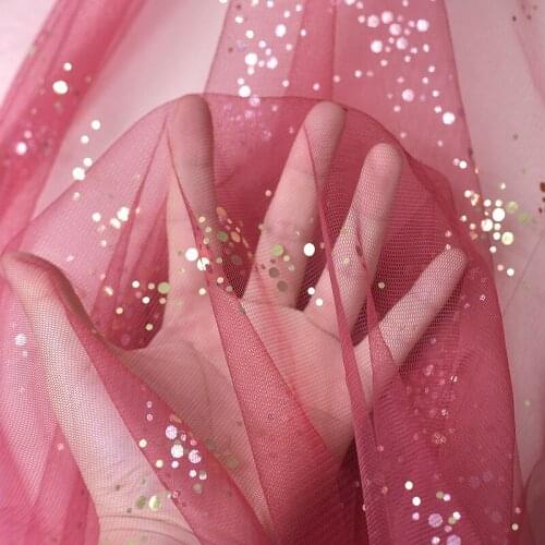 3yards/pack Tulle Mesh Lace Fabric With Sequins DIY Wedding Dress Veil Background Decoration Sewing Accessories