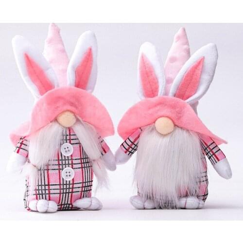 8 Pcs Easter Bunny Gnome Decorations,Buffalo Check Handmake Plush Faceless Dwarf Doll Home Ornaments Tomte for Gift Wholesale X2