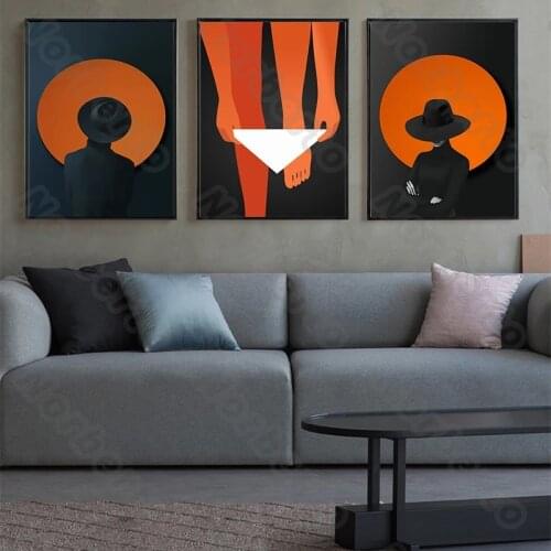 Abstract Orange Geometric Patterns Circle Irregular Pictures Nordic Style Canvas Painting Posters for Home Rooms Wall Decoration