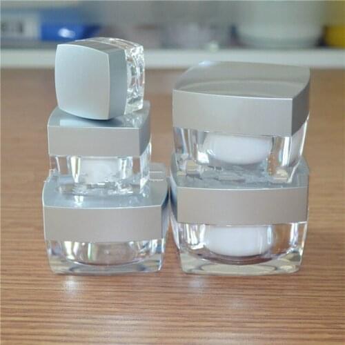 Acrylic silver cap square jars 5g 10g 15g 30g 50g,eye cream cosmetic jars,hand sample rouge specimen box F20171206