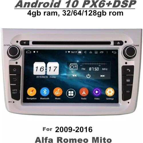 CarPlay PX6 Android 10 Car DVD Player for Alfa Romeo Mito 2009-2016 GPS Navigation DSP Stereo Radio WIFI Bluetooth 5.0