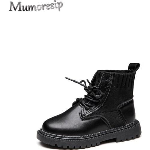 Girls Martin Boots Boys Boots Fashion Kids Ankle Boots Sock Design Stylish Children Rubber Boots Soft Warm Cotton Inside 26-36