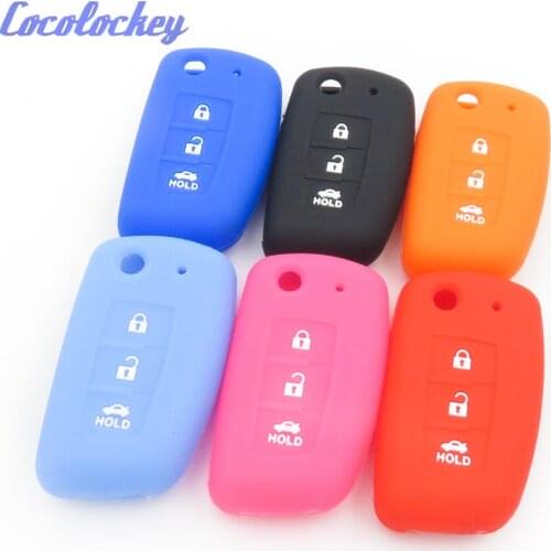 Cocolockey 3 Buttons Silicone Key Cover Fob Case Flip Shell For Nissan Livina r50X Folding Car Key 3Buttons Car Styling Cover
