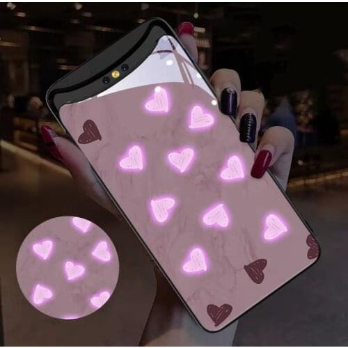 For OPPO Find X X2 X3 Reno 3 Pro Call Sound Music Control Luminous Mobile Phone Case For Vivo X30 Pro Flower Glass Capa Fundas