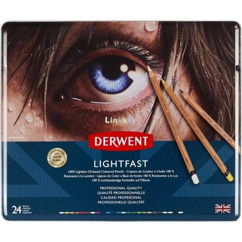 Estojo Metal Lapis Profissional Derwent Lightfast 24 Cores,Colored Pencils for Artist,Drawing, Professional,(2302720),Multicolor