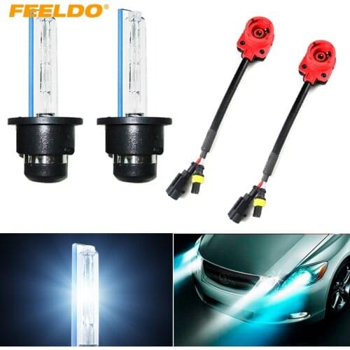 FEELDO Car Auto 35W D2S Xenon HID Bulbs 4300K-12000K + 2pcs Adapters Replacement Bulbs #HQ2078