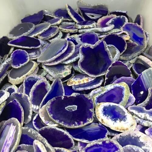 Purple crystal AGATE SLAB Geode Slice Crystal Mineral Coaster about 100g