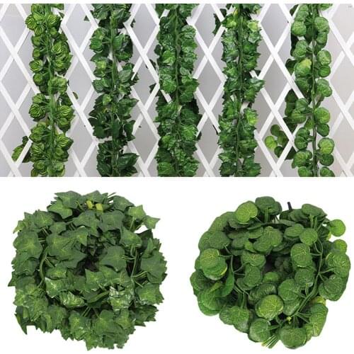 2m Artificial Grape Parthenocissus Leaves Vine Outdoor Wall Hanging Garden Decor tuin decoratie искуственные растения